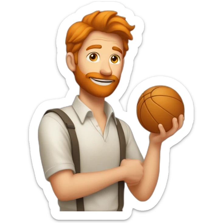 un homme roux donne un coup de tête à une balle sticker