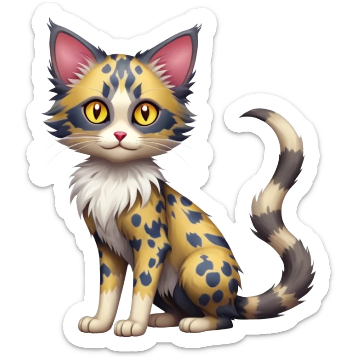 Colorful exotic Fantasy-Ragdoll-Fakémon-Lykoi-feline-hybrid (full body) sticker