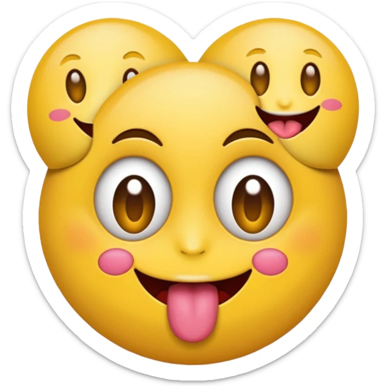 round Emoji with heart-shaped eyes, inside the heart eyes there are are dollar signs, and the emoji is sticking out its tongue. sticker