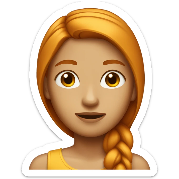 Girl with straight long ginger hair tanned skin sticker