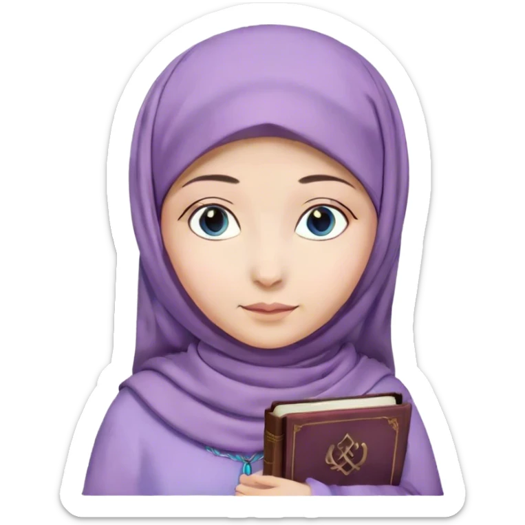 Turkish beautiful finish Konya girl blue eyes with hijab and lilac dress have Quran  sticker