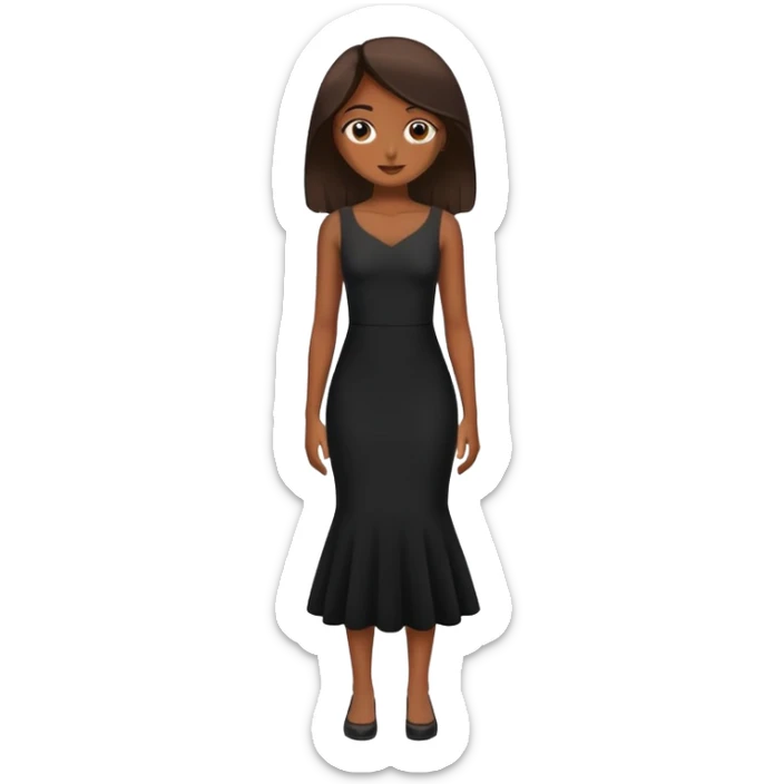 full body brown skinned girl in a black dress sticker