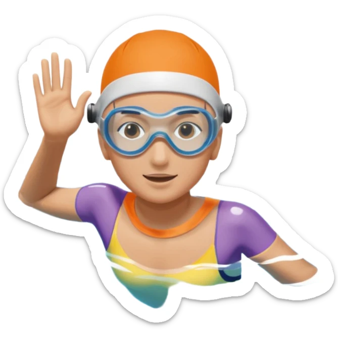 person swimming laps in pool zoomed out showing lap swiming back stroke, no more zoomed out full body but par under water sticker