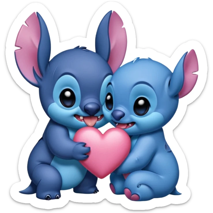 Puedes crear un Match de Stitch (azul y rosada) por separado simulando que se dan un beso, tipo sticker OS phone sticker