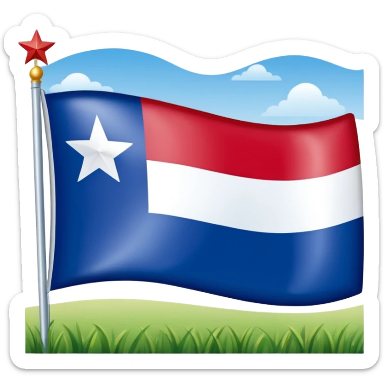 An emoji of the Texas state flag/ a mini American with one star and one white stripe and on red stripe sticker
