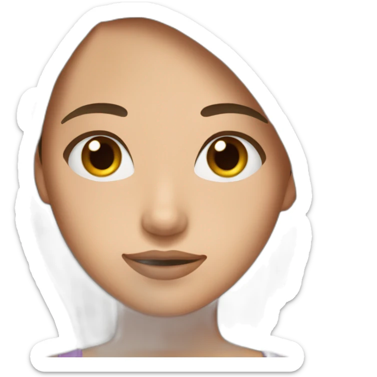 girl with long brown straight hair brown eyes and fair skin sticker