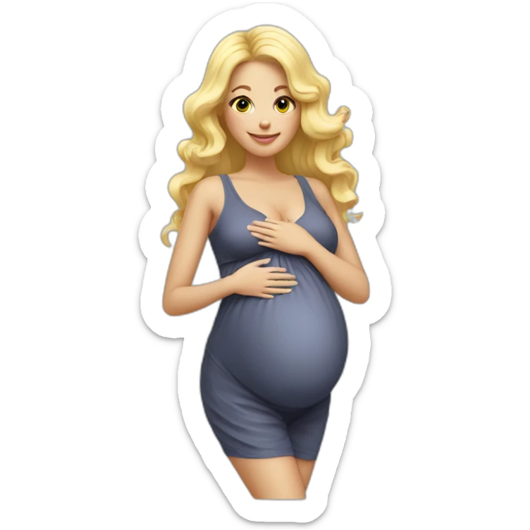 adorable pregnant blond full body women with beach-wave-hair sticker