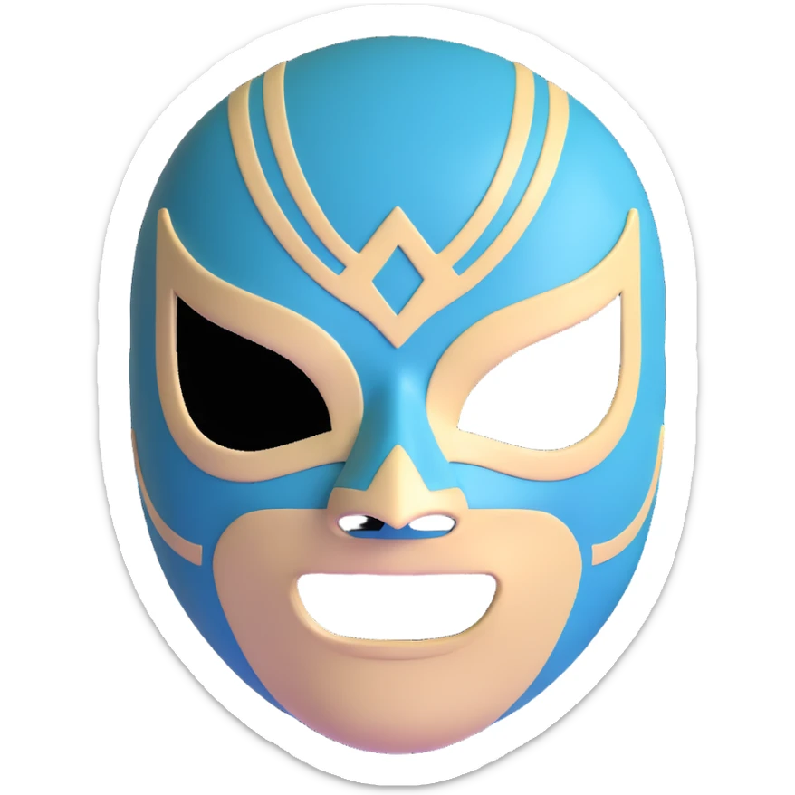 dark green, cream, and Carolina blue luchador mask sticker