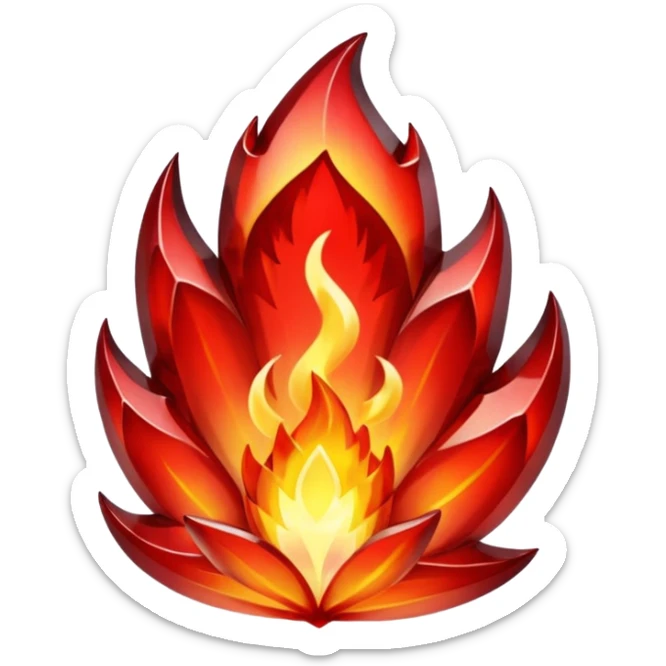 Red flaming crystal with a $ carved into the center of the crystal. sticker