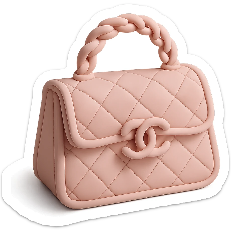 a pink Chanel purse, looks like a cake decoration, pastel colors sticker