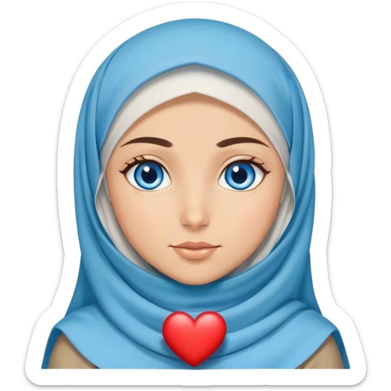Turkish beautiful finish Konya girl blue eyes with hijab and heart dress sticker