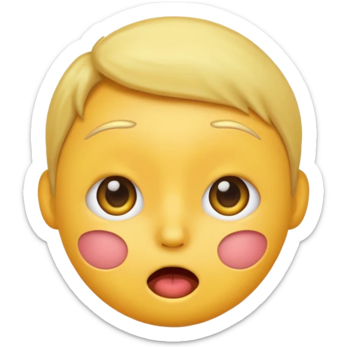 A normal shocked emoji (the one with the blush) and don't have the eyebrow make it yellow based like apple face emojis sticker