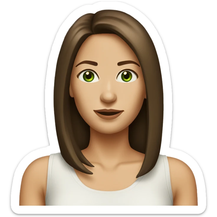 pretty 40 year old woman with grass green eyes and shoulder length straight brown hair sticker