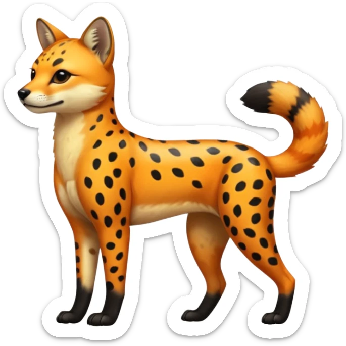 Colorful shiny iridescent Cheetah-Dingo-Jackal-Civet-serval-shiba-inu-hybrid, full body sticker