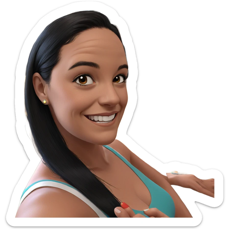 smiling girl with black hair sticker