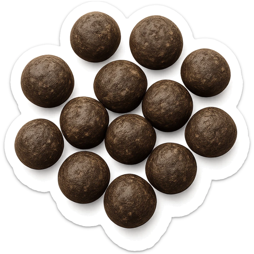 feci di animale a palline viste dall'alto, iperrealistico 4k sticker