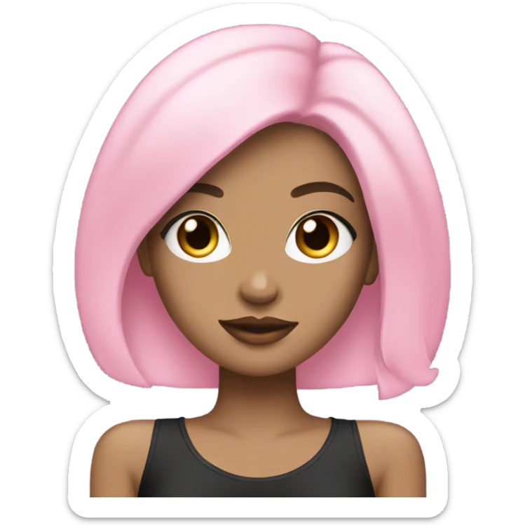 white fashion girl with black hair wearing pink sticker