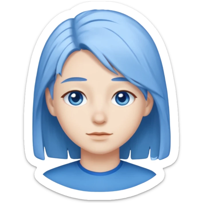 He was born with fair skin and slightly  white and blue hair. sticker