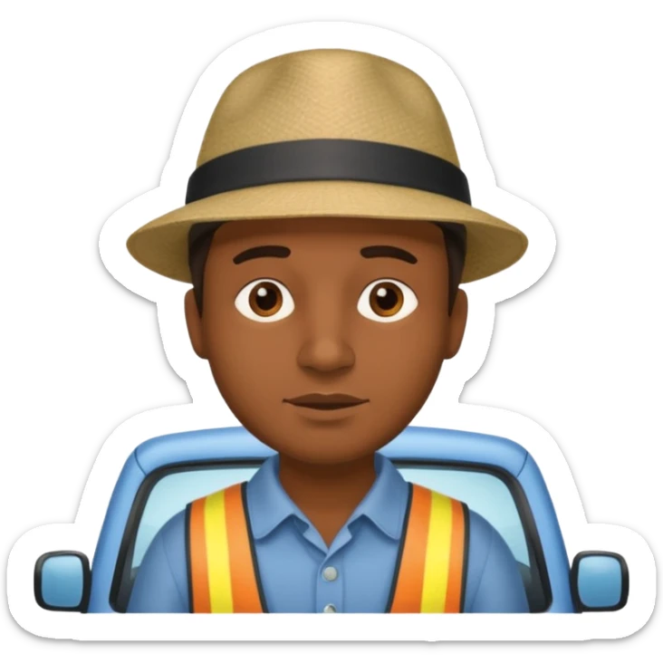 homme créole réunionnais  avec chapeau embouteillage route  sticker