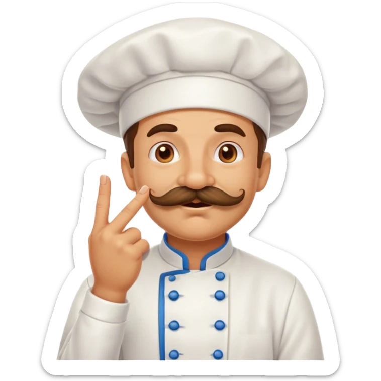 Pleased mustachioed chef enthusiastically kissing his pinched fingers emoji with love sticker