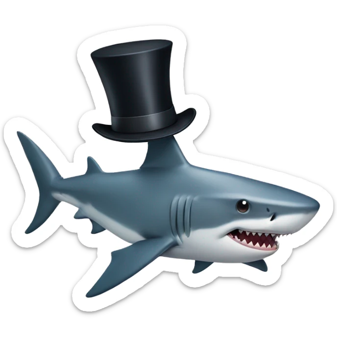 Shark with a top hat sticker