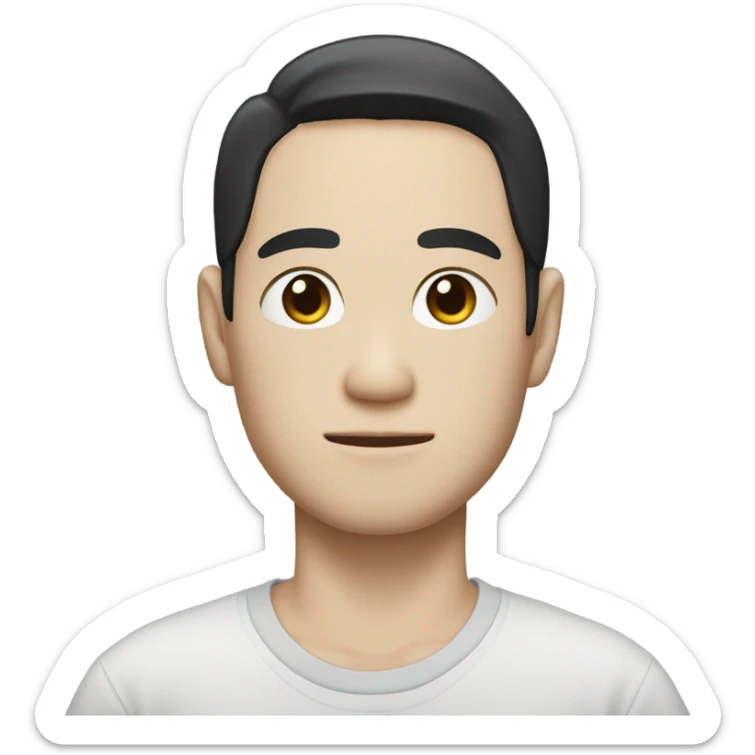 man from japan with white skin and black hair, wear casual shirt , closeout face sticker