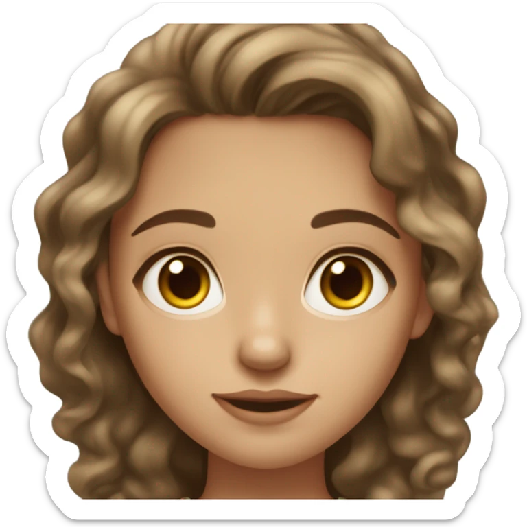 brunette girl with wavy hair and really light eyes and paleish tan skin  sticker