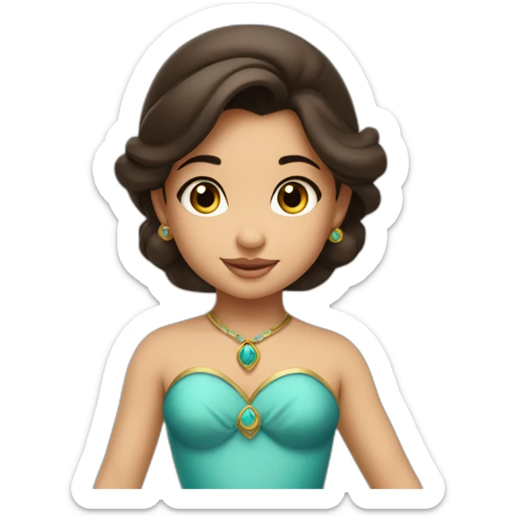 caucasian toddler face with dark brown hair dressed as princess jasmine of alladin sticker