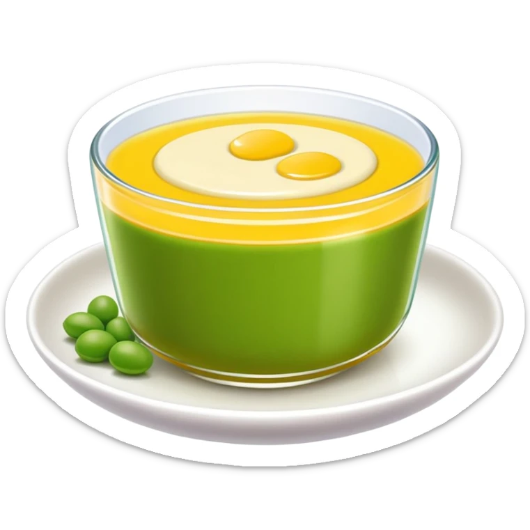 Beijing Wandou Huang pea pudding with yellow color, simplified emoji style with bold outlines and bright colors, cartoon style traditional sweet bean dessert sticker