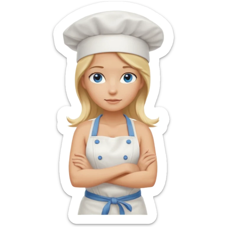 Sexy Full body  pretty
Long Blonde hair blue eyed female chef arms folded wearing tank top and denim shorts and chef hat arms folded sticker