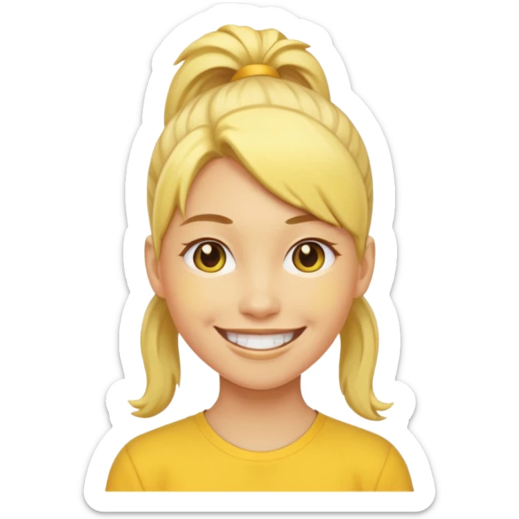 I want to have the regular puke emoji (the round yellow face) but with a pony tail, like Ariana Grande sticker