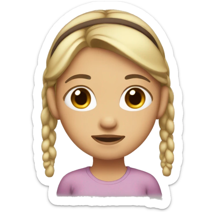 girl with dirty blond hair in a ponytail with a headband and brown eyes sticker