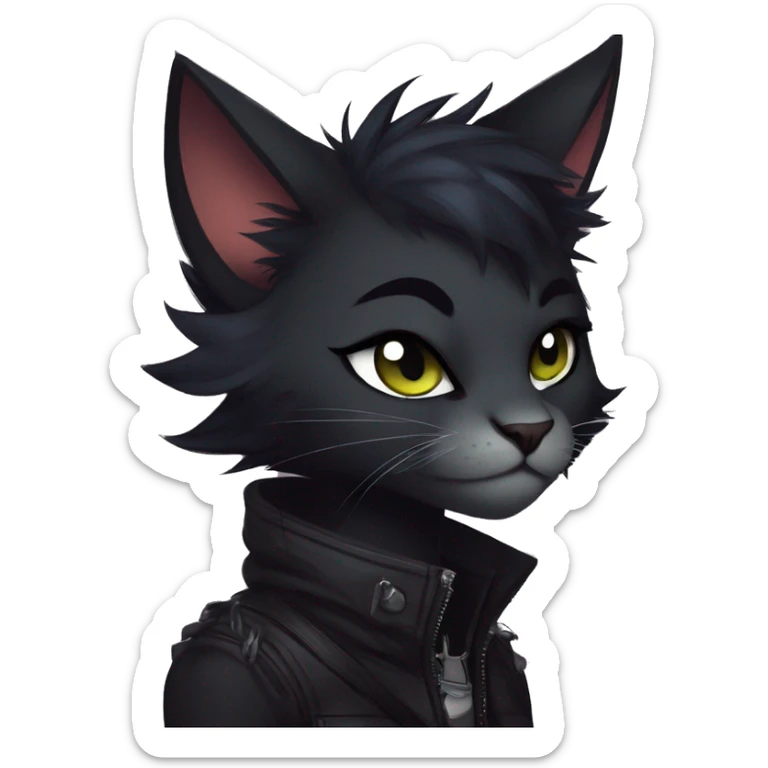 Edgy sharp anthro punk tomboy black cat animal furry by Falvie, LiLaiRa, griffsnuff, AngieWolf sticker