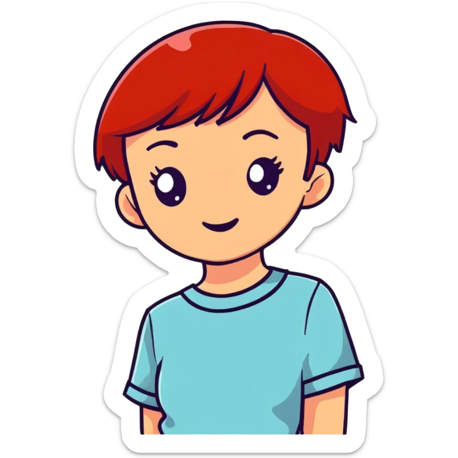 Light skin more cream color skin girl red short hair  sticker