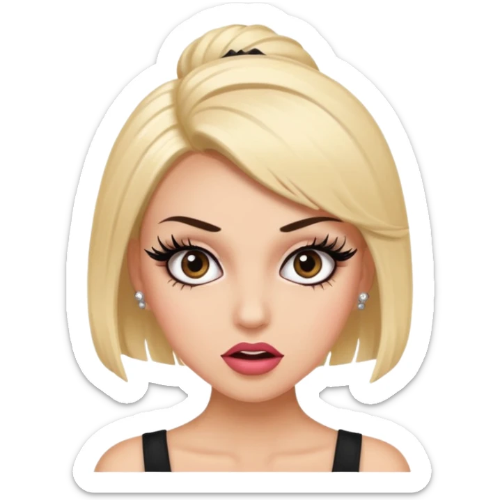 Girl with fake eyelashes and fake nails with feisty pose and sassy expression sticker