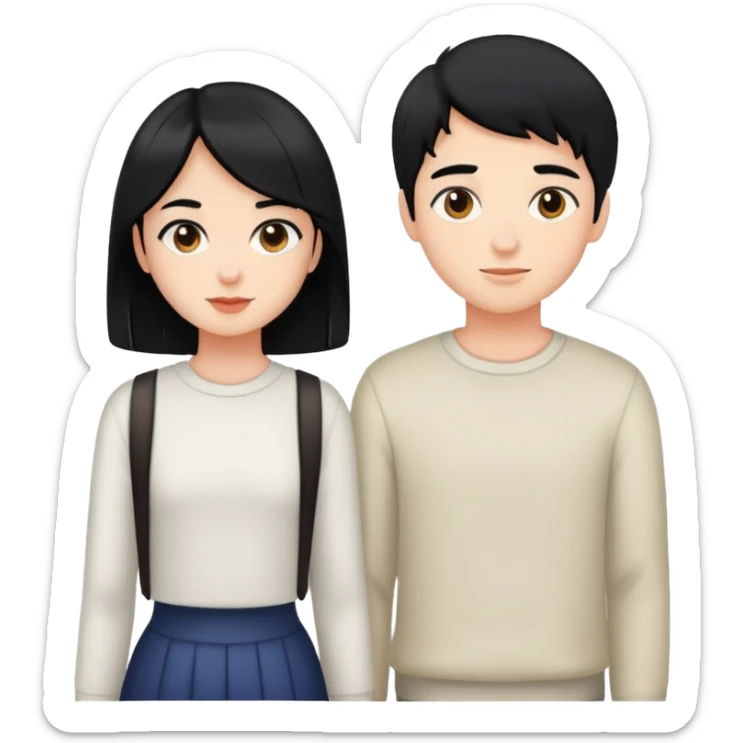 Two best friends one boy with black hair, one girl with black hair   sticker