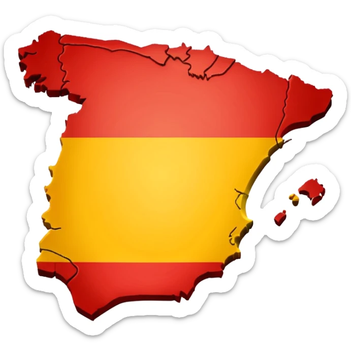 simple map of Spain (the country) in red and yellow emoji sticker
