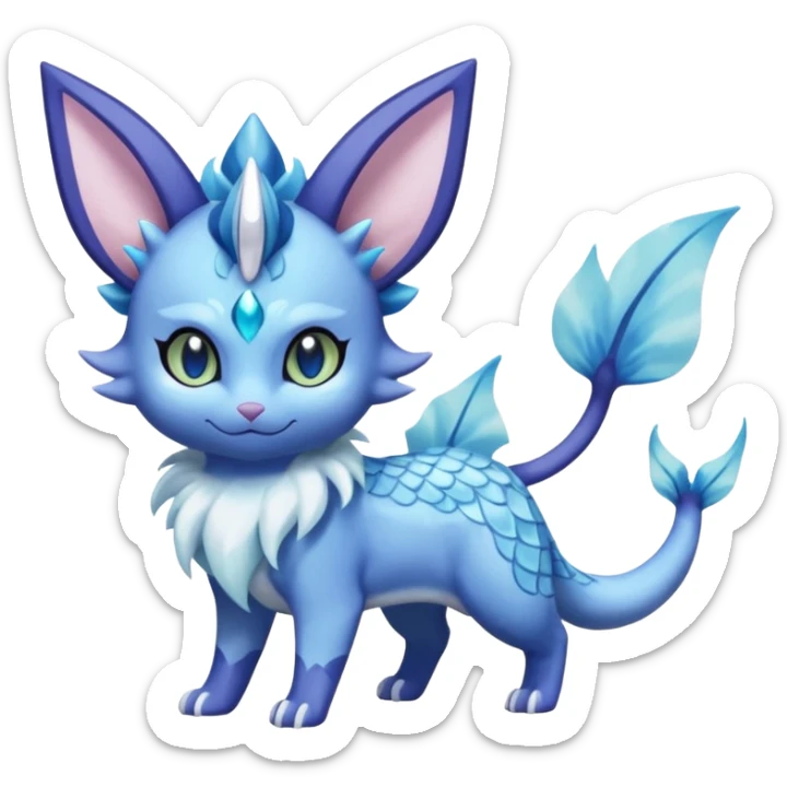 Espeon-Aurorus-Vaporeon-Meowstic-Fakémon-hybrid-creature (full body)  sticker