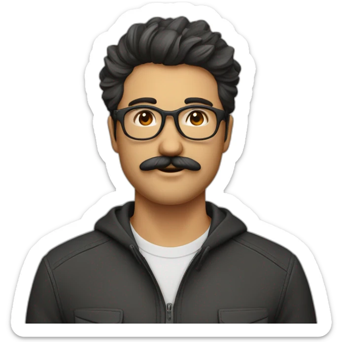 hombre joven 22 años, bigote fino y lentes de carreara de bici sticker