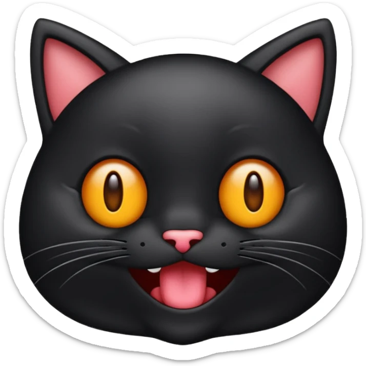 emoji de gato negro riéndose con lagrimas de risa y ojos entrecerrados😹 sticker