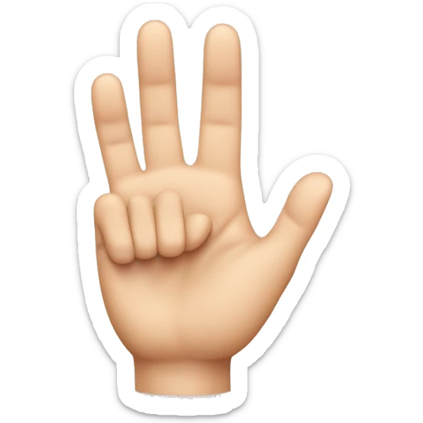 emoji hand showing the palm with only the index, middle, and pinky fingers up. The thumb should be holding the ring finger. sticker