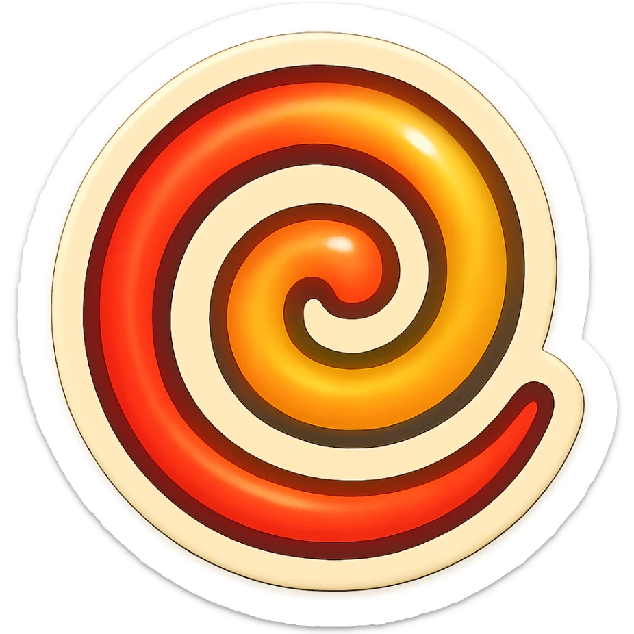 cartoon style sticker of a single spiral or dizzy symbol, simple and clear, no text sticker