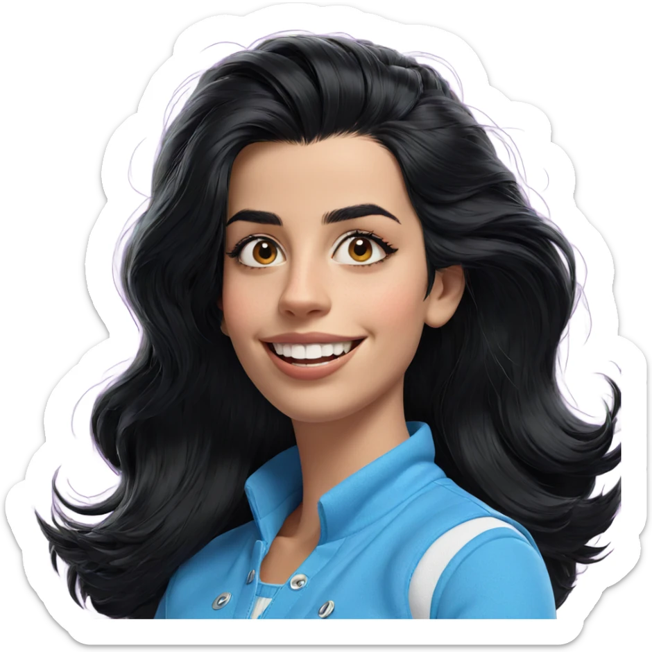 smiling girl with black hair sticker