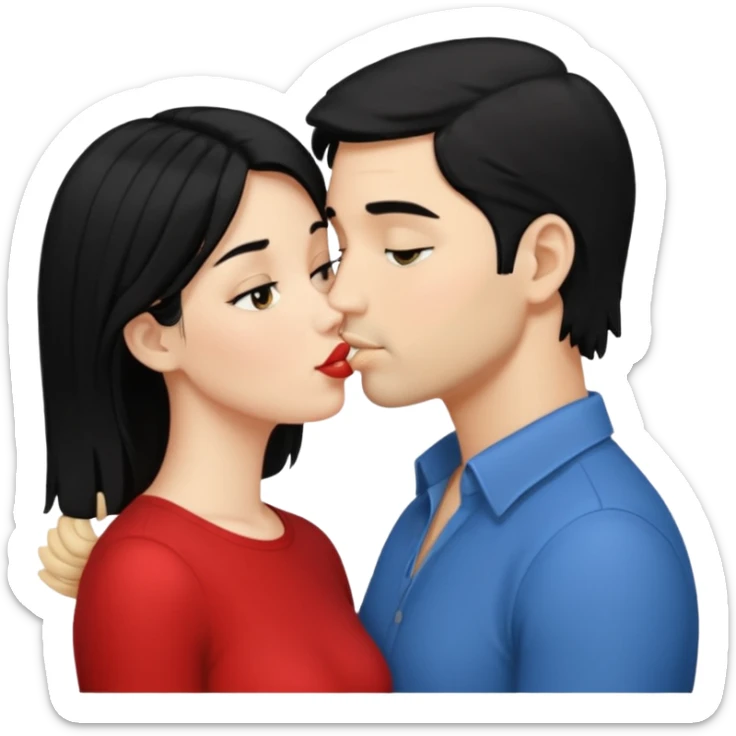 couple kissing black hair man blonde woman sticker