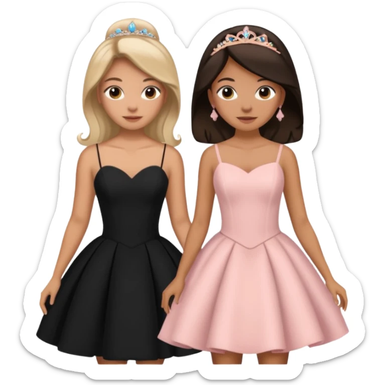 Madrina en negro de vestidura y Madre en Light rose de vestidura por Quinceñera fiesta sticker