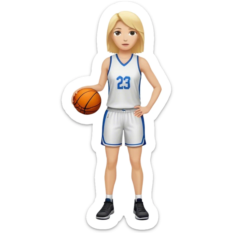 Full Body white female   basketball head coach with blonde hair  sticker