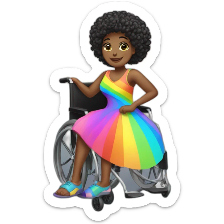 Black lesbian woman transgender on wheelchair rainbow dress sticker