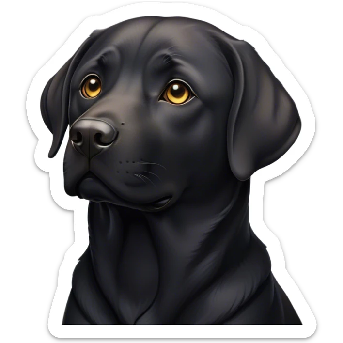 Cinematic Adult Labrador Emoji, Majestic and dignified, Refined and strong design, rim lighting effect, rich black and deep gray tones, Simplified yet noble features, highly detailed, glowing with a soft, confident glow, high shine, loyal and regal, stylized with an air of elegance, poised and noble, blending realism with strength, soft glowing outline, clean and immaculate design, composed and confident pose, capturing the essence of an adult Labrador’s maturity and grace in an easily recognizable and captivating form, so dignified it feels as though it could stand tall and proud right off the screen! sticker