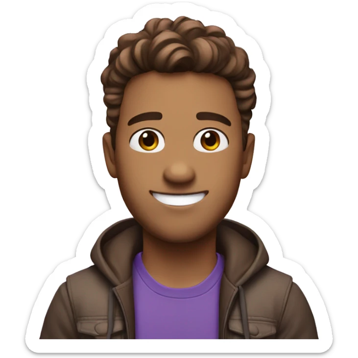 A guy ina  purple sui smiling and brown hair called Dino and he is white sticker