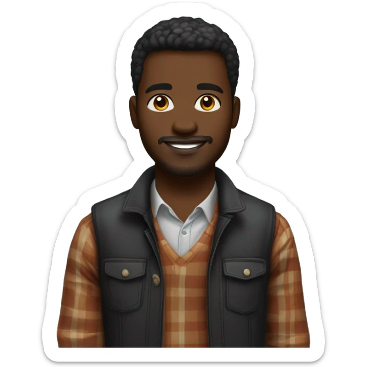 Jeune Homme noir camerounnais de 33 ans habillé en tenue casual classe de marque dans un decor d'automne sticker